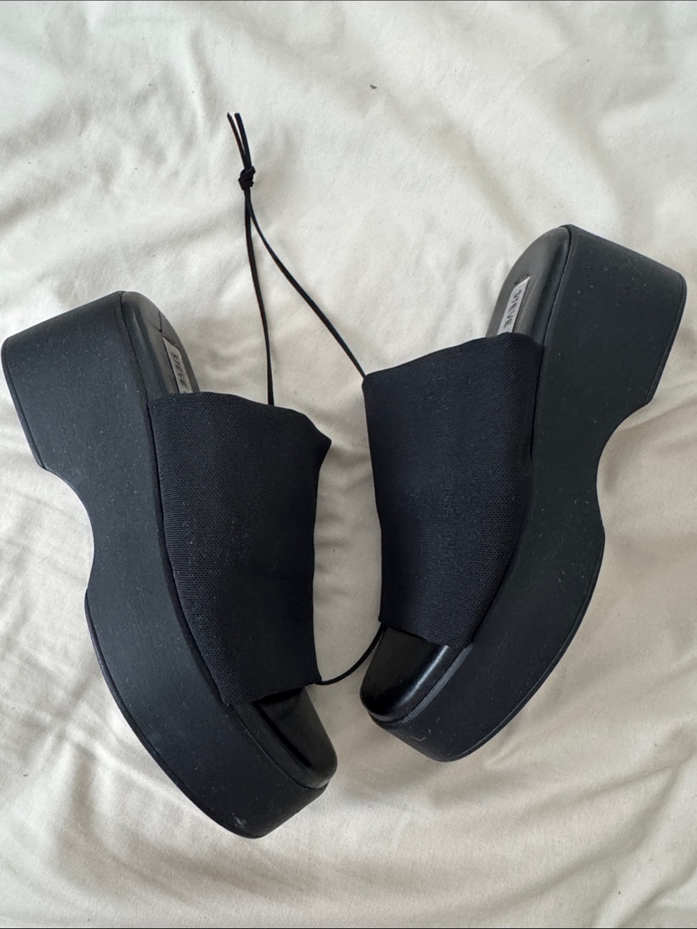 Steve Madden Black Platform Slide Sandals